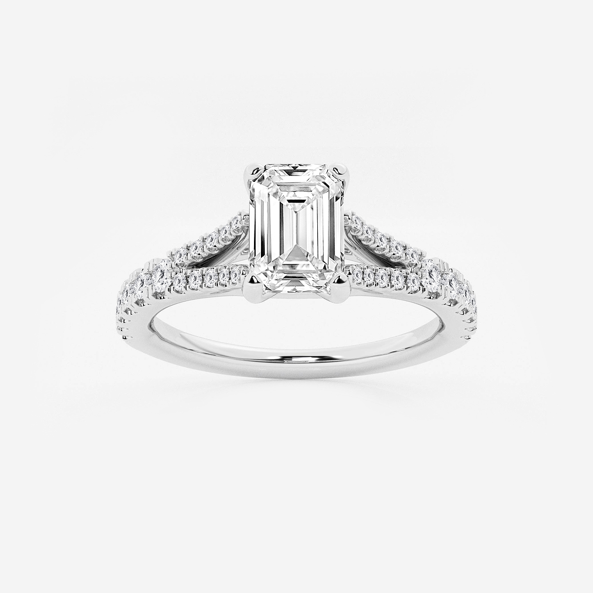 1 1/3 ctw Emerald Lab Grown Diamond Split Shank Engagement Ring