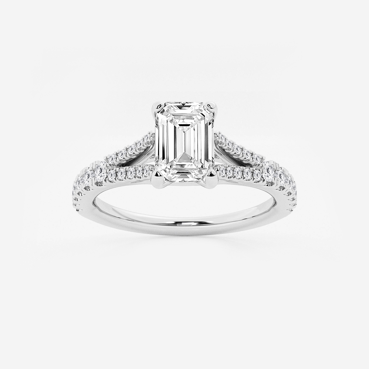 1 1/3 ctw Emerald Lab Grown Diamond Split Shank Engagement Ring