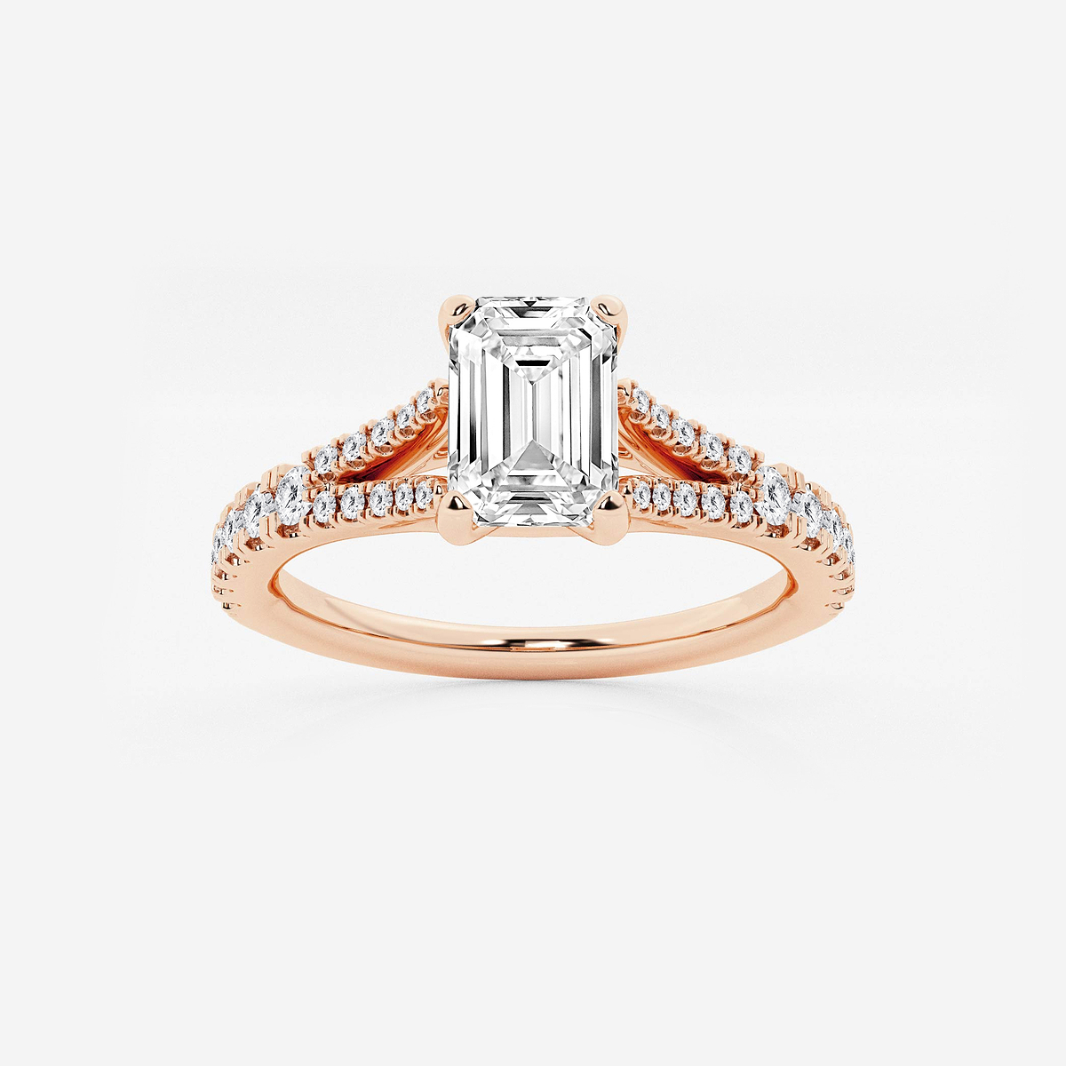 1 ctw Emerald Lab Grown Diamond Split Shank Engagement Ring