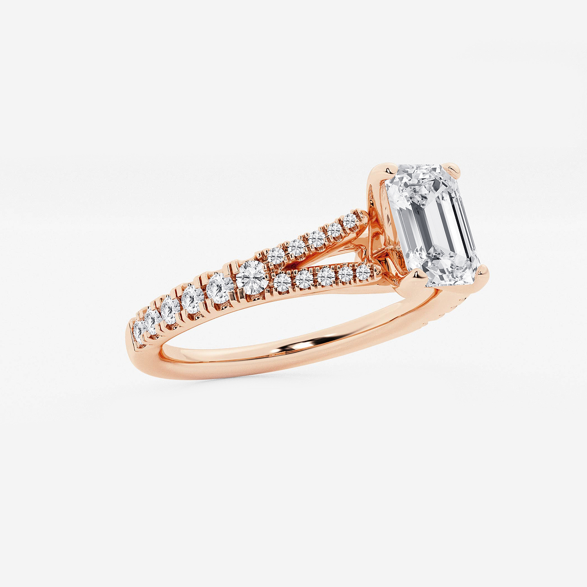 Additional Image 1 for  1 ctw Emerald Lab Grown Diamond Split Shank Engagement Ring
