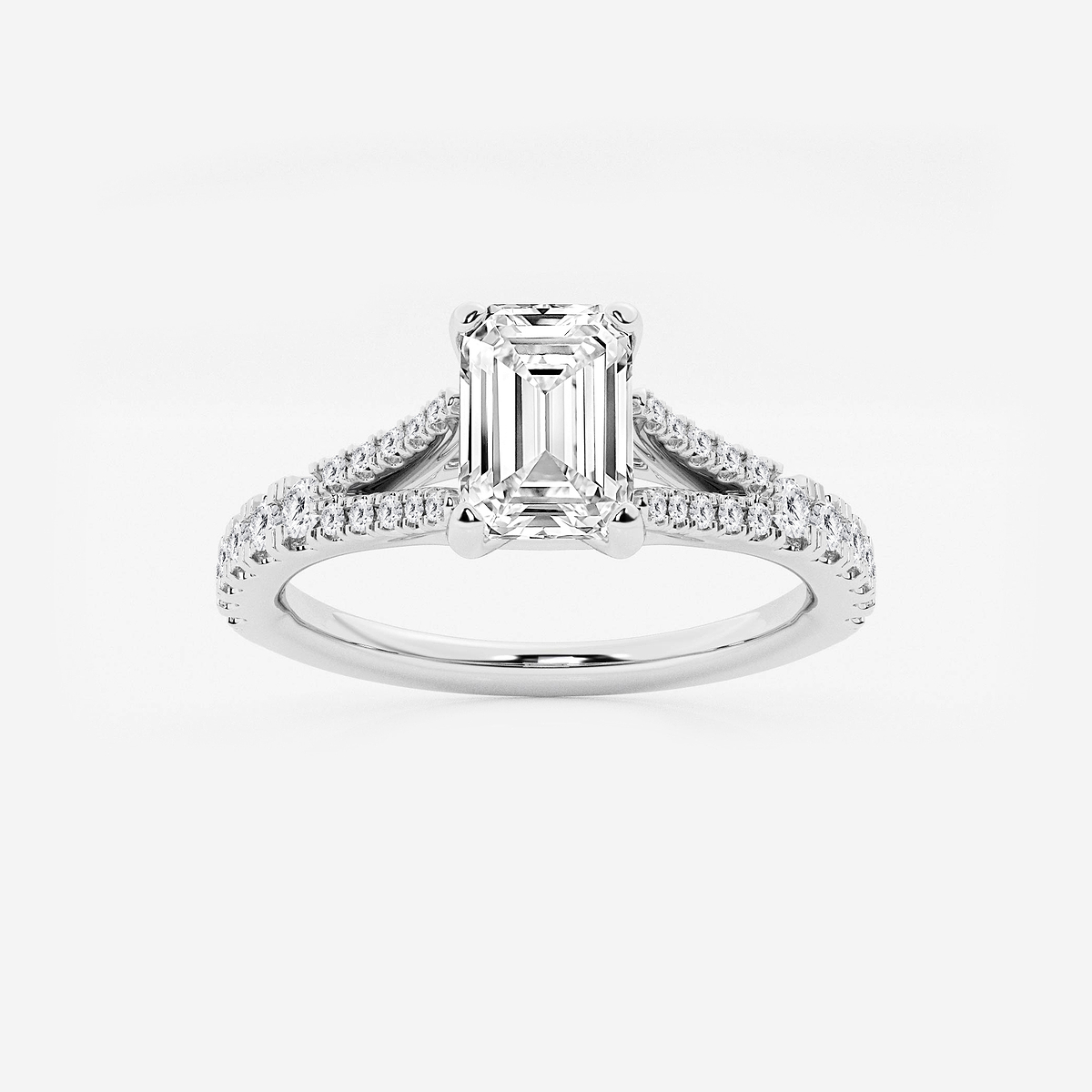 1 ctw Emerald Lab Grown Diamond Split Shank Engagement Ring