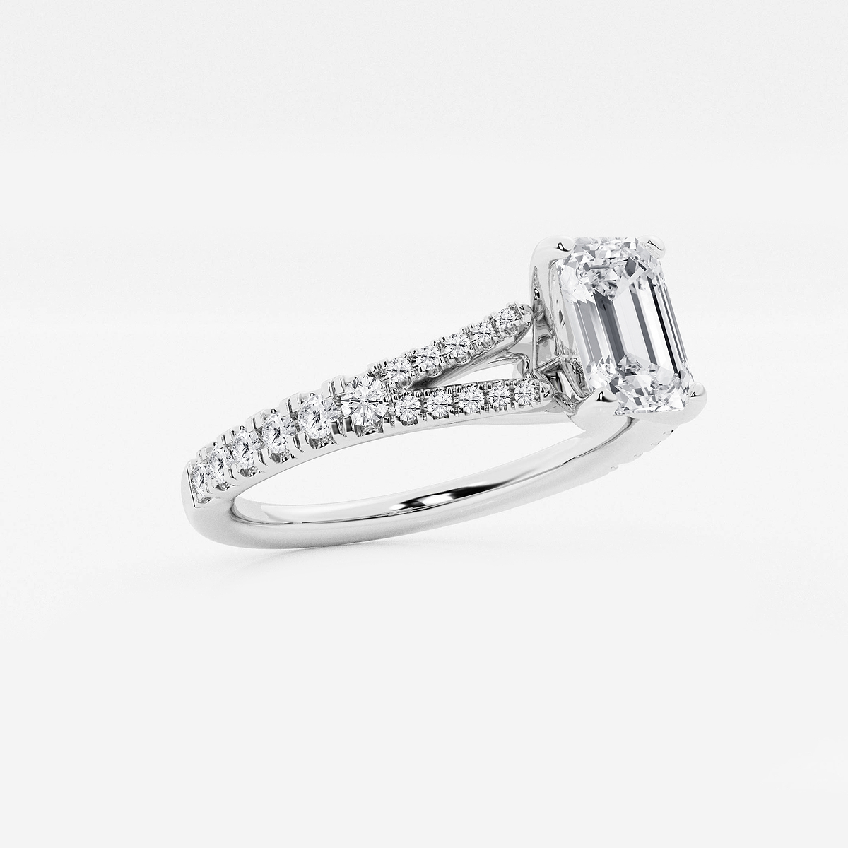 Additional Image 1 for  1 ctw Emerald Lab Grown Diamond Split Shank Engagement Ring