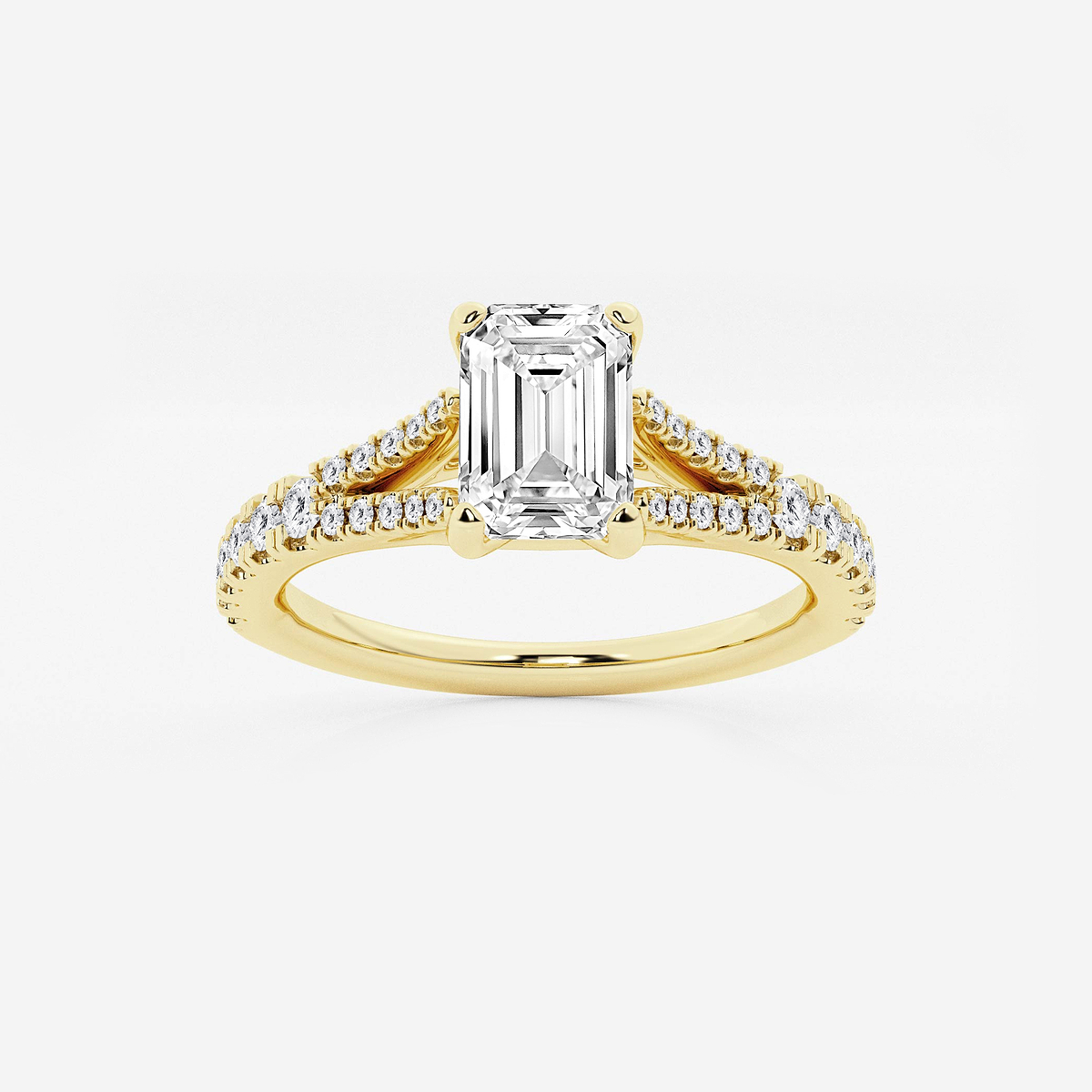 1 ctw Emerald Lab Grown Diamond Split Shank Engagement Ring