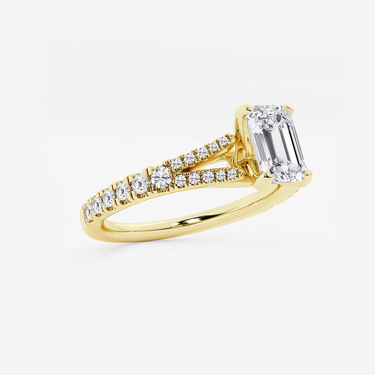 Additional Image 1 for  1 ctw Emerald Lab Grown Diamond Split Shank Engagement Ring