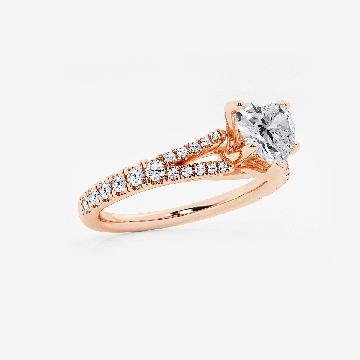 Additional Image 1 for  1 1/3 ctw Heart Lab Grown Diamond Split Shank Engagement Ring