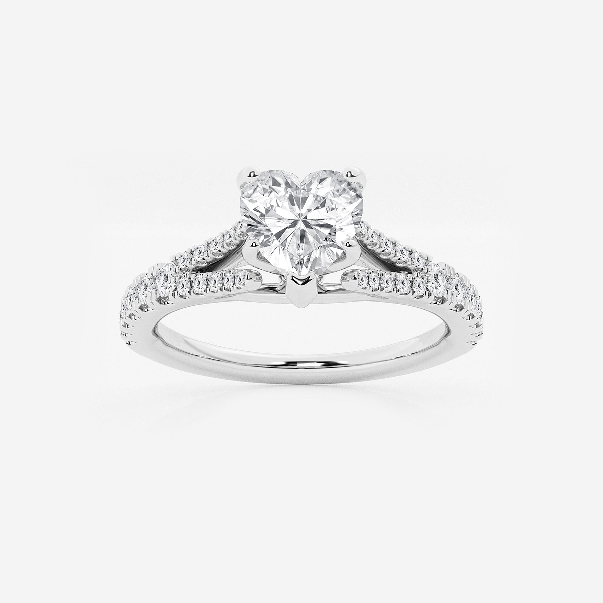 1 ctw Heart Lab Grown Diamond Split Shank Engagement Ring