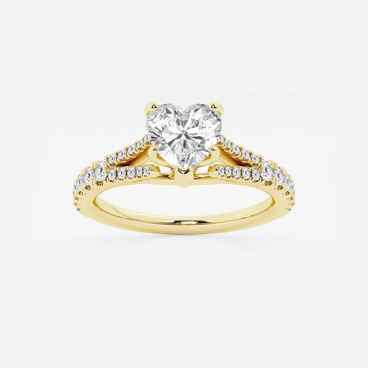 1 ctw Heart Lab Grown Diamond Split Shank Engagement Ring 14K Yellow Gold, F, VS2