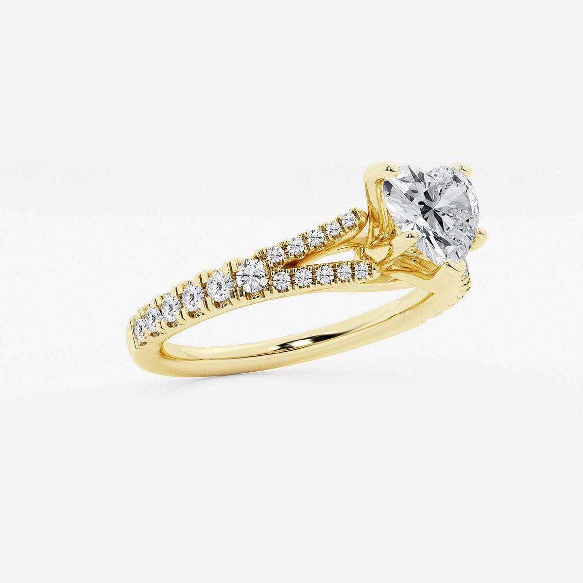 1 ctw Heart Lab Grown Diamond Split Shank Engagement Ring 14K Yellow Gold, F, VS2