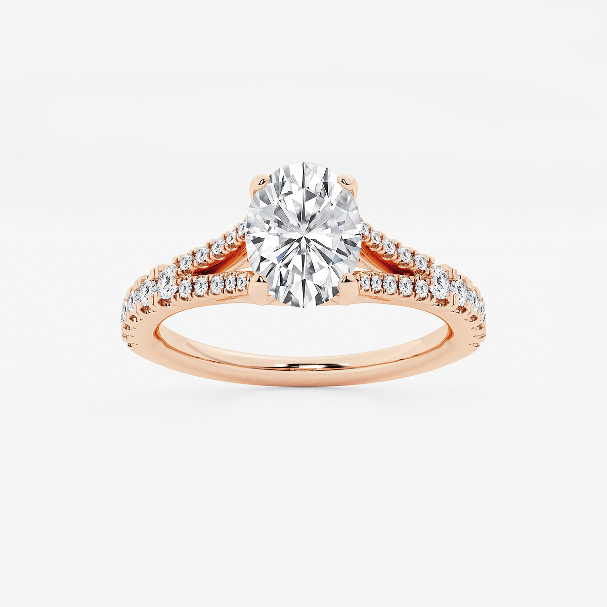 1 ctw Oval Lab Grown Diamond Split Shank Engagement Ring