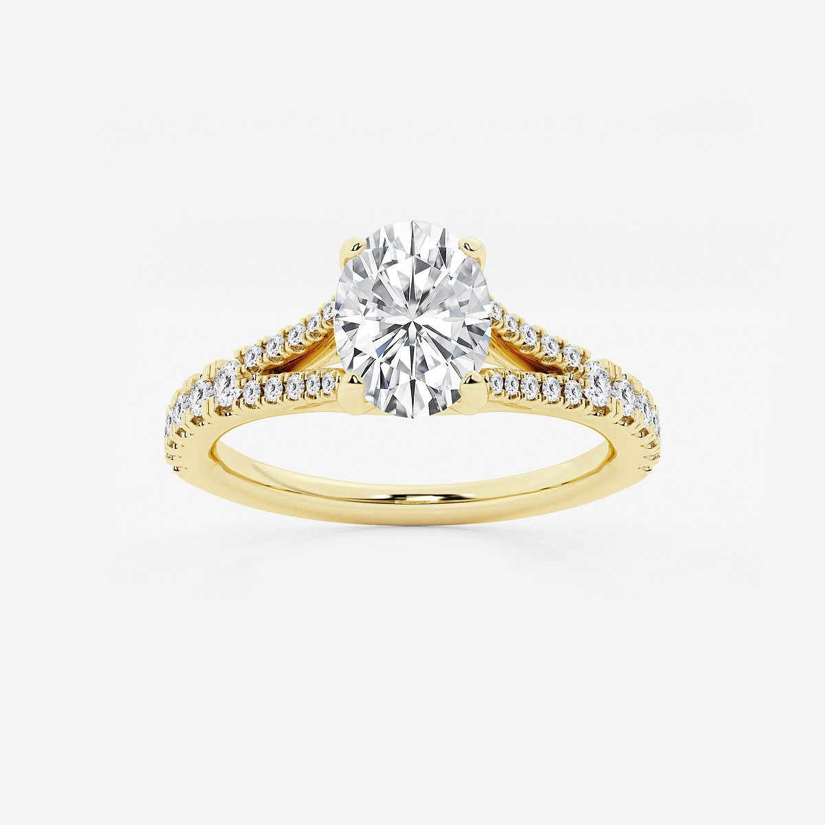 1 ctw Oval Lab Grown Diamond Split Shank Engagement Ring