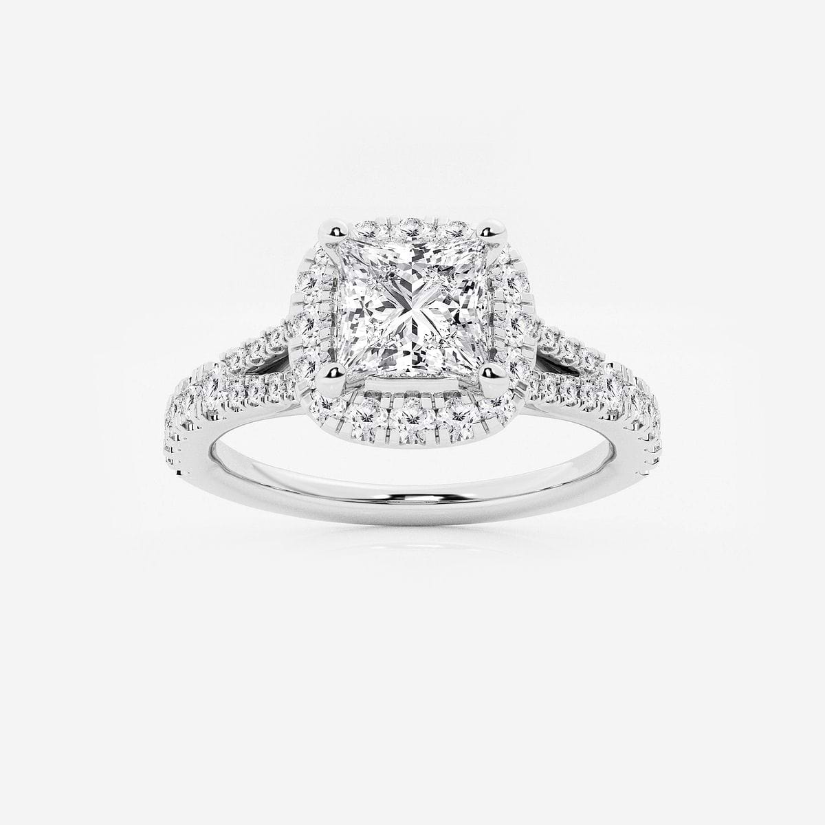 1 1/5 ctw Princess Lab Grown Diamond Split Shank Halo Engagement Ring