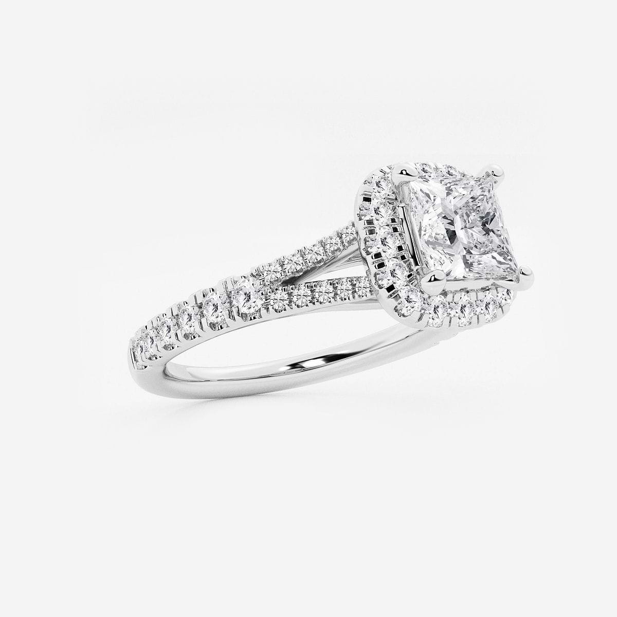 Additional Image 1 for  1 1/5 ctw Princess Lab Grown Diamond Split Shank Halo Engagement Ring