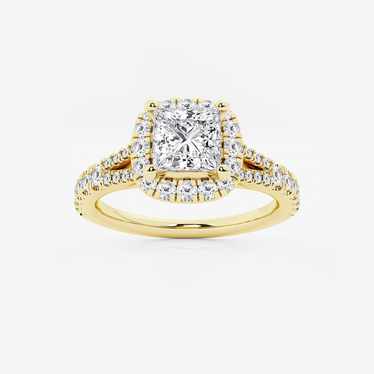 1 1/5 ctw Princess Lab Grown Diamond Split Shank Halo Engagement Ring