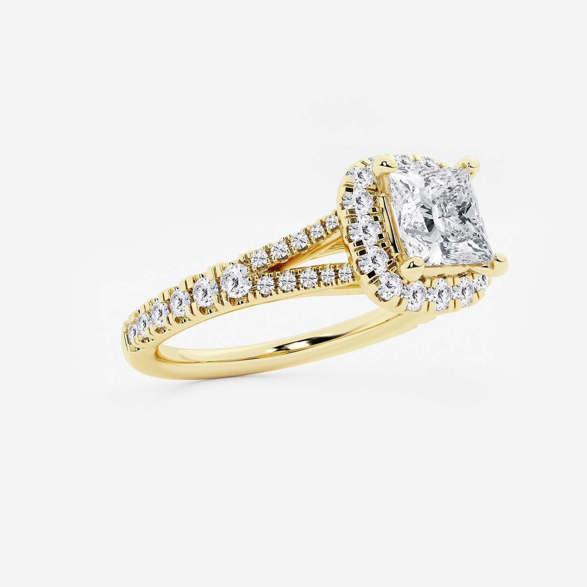 Additional Image 1 for  1 1/5 ctw Princess Lab Grown Diamond Split Shank Halo Engagement Ring