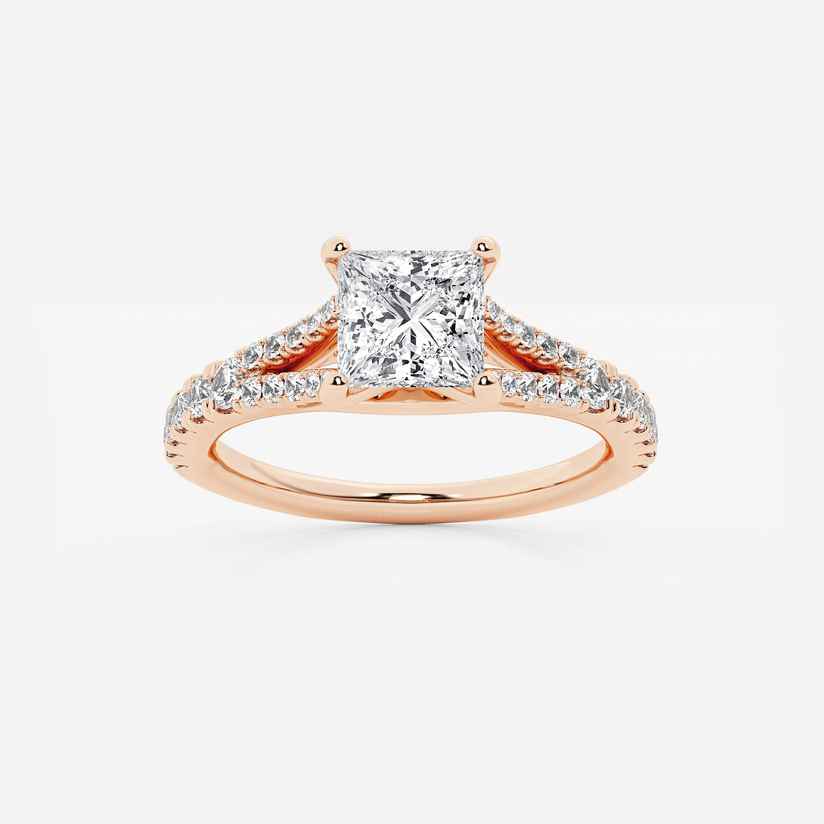 1 1/3 ctw Princess Lab Grown Diamond Split Shank Engagement Ring