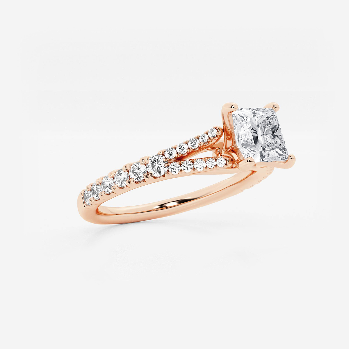 Additional Image 1 for  1 1/3 ctw Princess Lab Grown Diamond Split Shank Engagement Ring