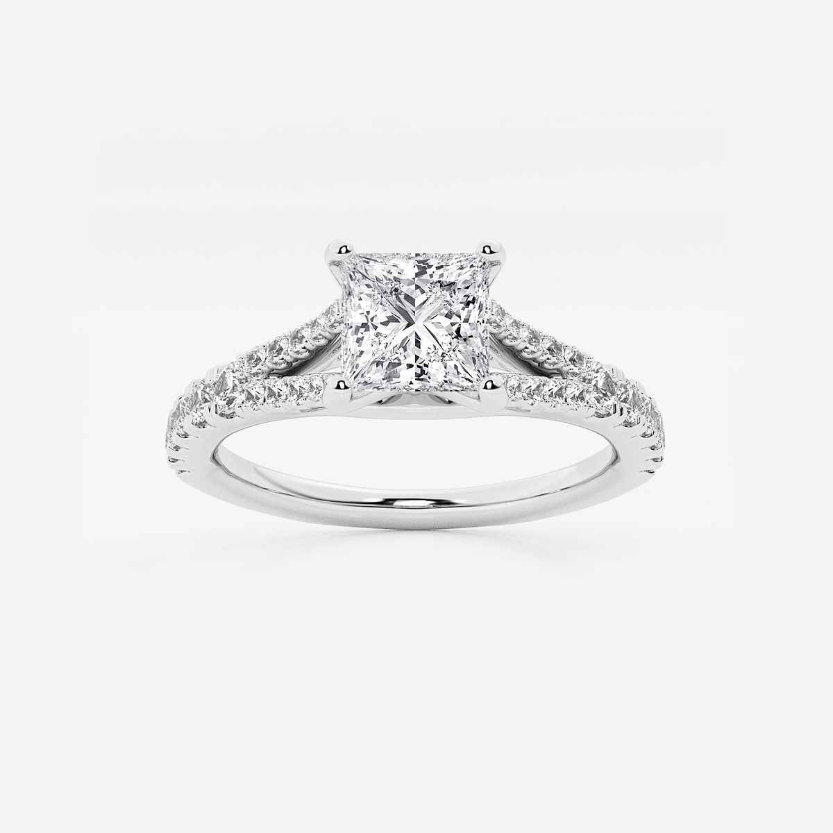 1 1/3 ctw Princess Lab Grown Diamond Split Shank Engagement Ring