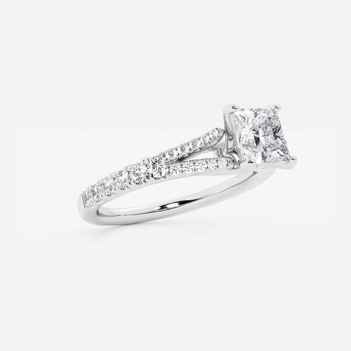Additional Image 1 for  1 1/3 ctw Princess Lab Grown Diamond Split Shank Engagement Ring