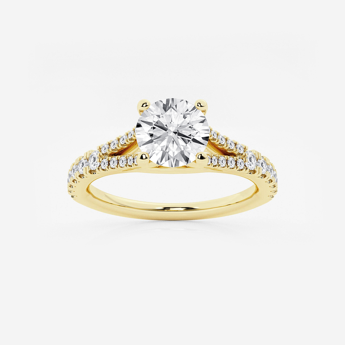 1 1/3 ctw Round Lab Grown Diamond Split Shank Engagement Ring