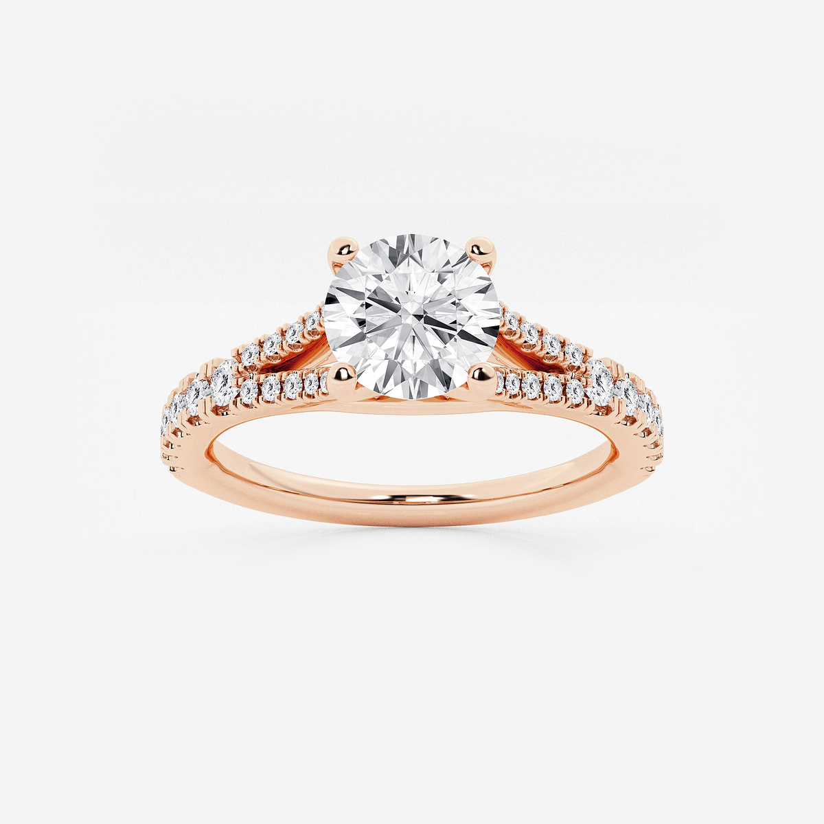 1 ctw Round Lab Grown Diamond Split Shank Engagement Ring