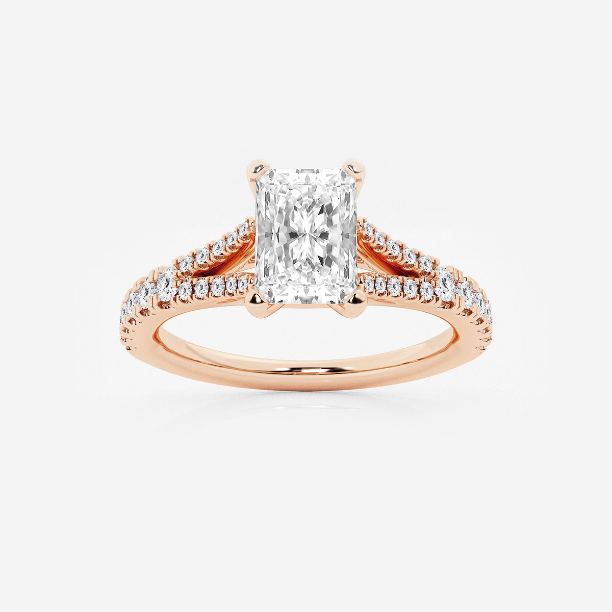 1 1/3 ctw Radiant Lab Grown Diamond Split Shank Engagement Ring