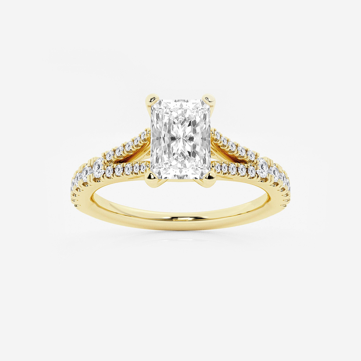 1 1/3 ctw Radiant Lab Grown Diamond Split Shank Engagement Ring