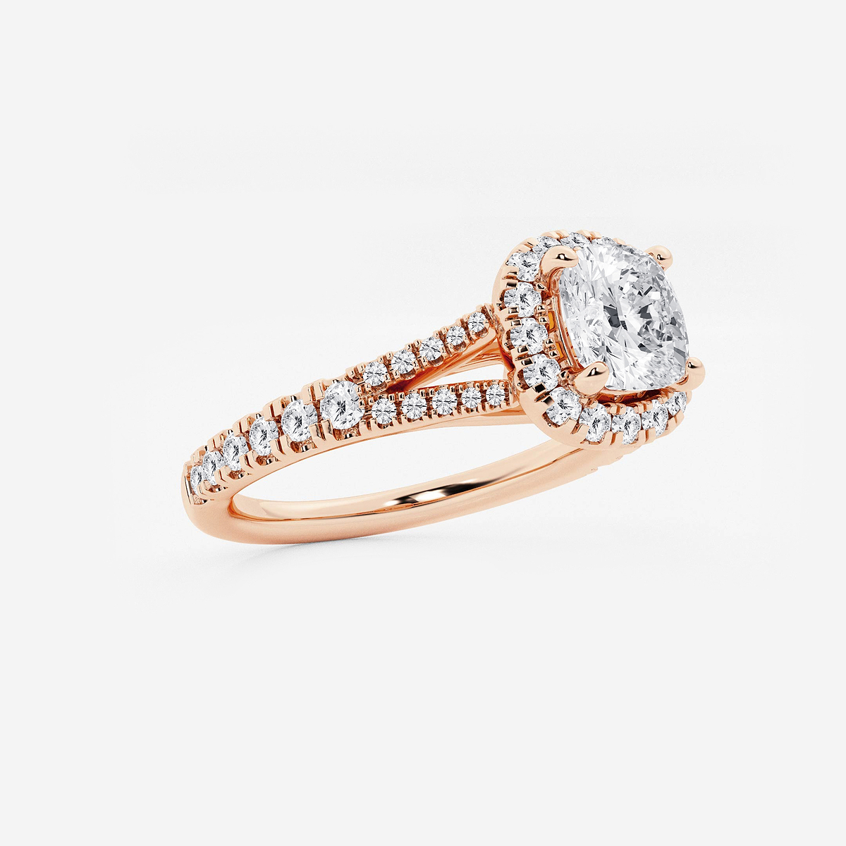 Additional Image 1 for  1 1/2 ctw Cushion Lab Grown Diamond Split Shank Halo Engagement Ring