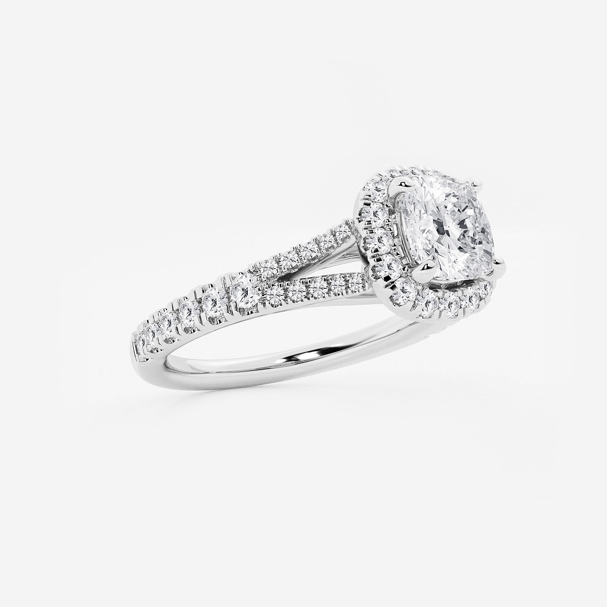 Additional Image 1 for  1 1/2 ctw Cushion Lab Grown Diamond Split Shank Halo Engagement Ring