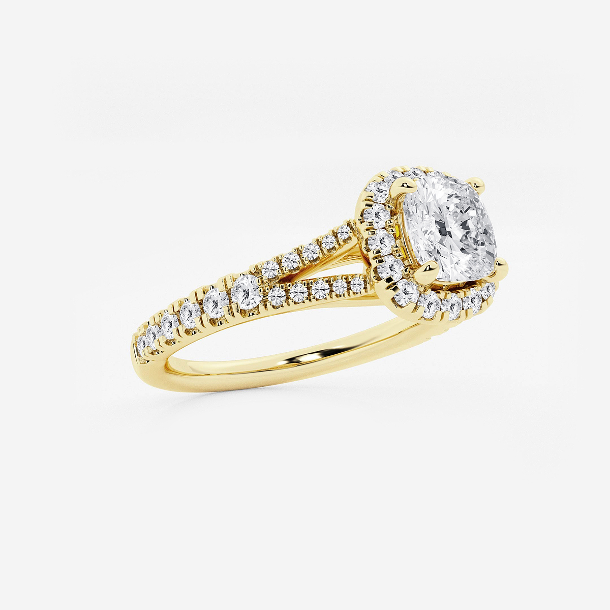 Additional Image 1 for  1 1/2 ctw Cushion Lab Grown Diamond Split Shank Halo Engagement Ring