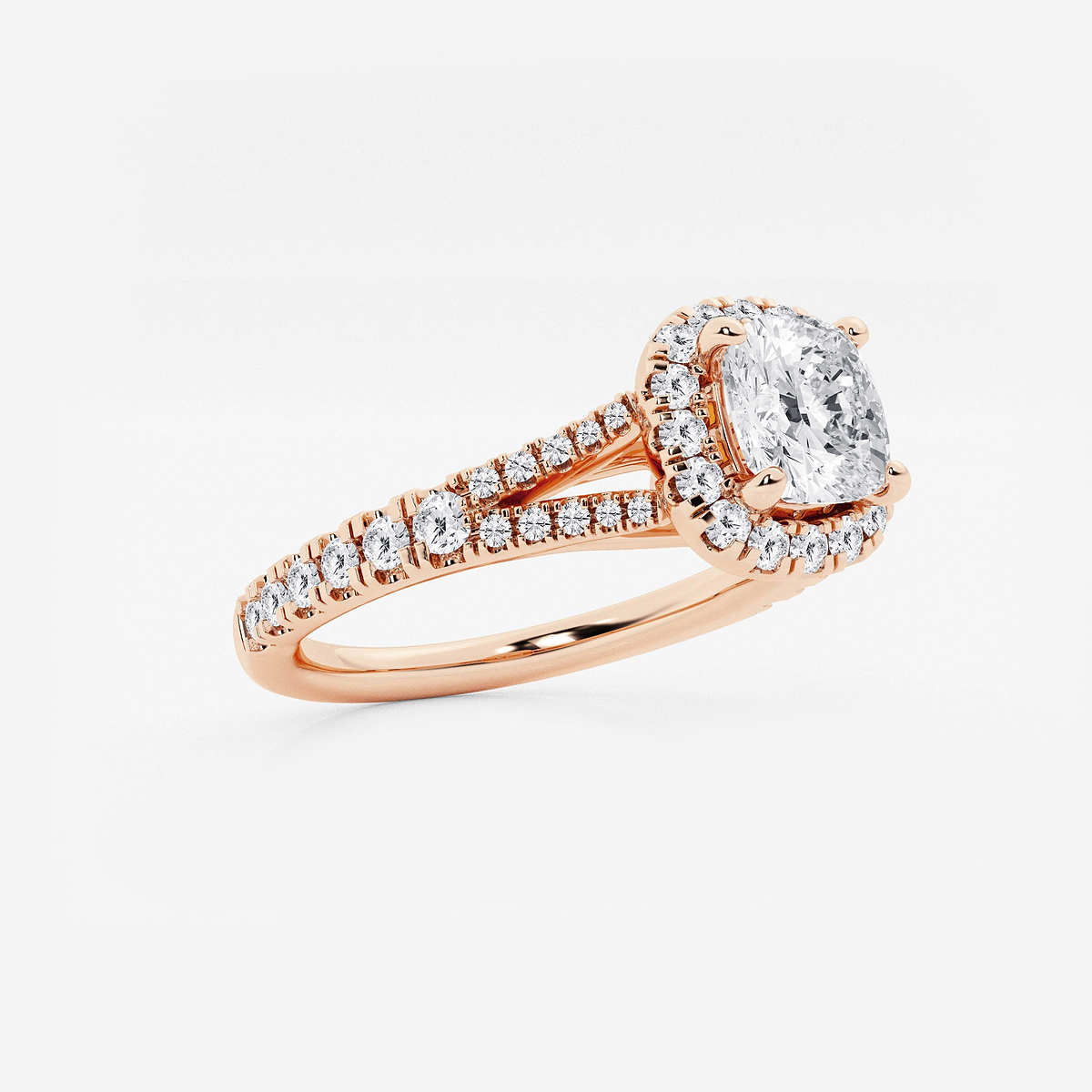 Additional Image 1 for  1 1/5 ctw Cushion Lab Grown Diamond Split Shank Halo Engagement Ring