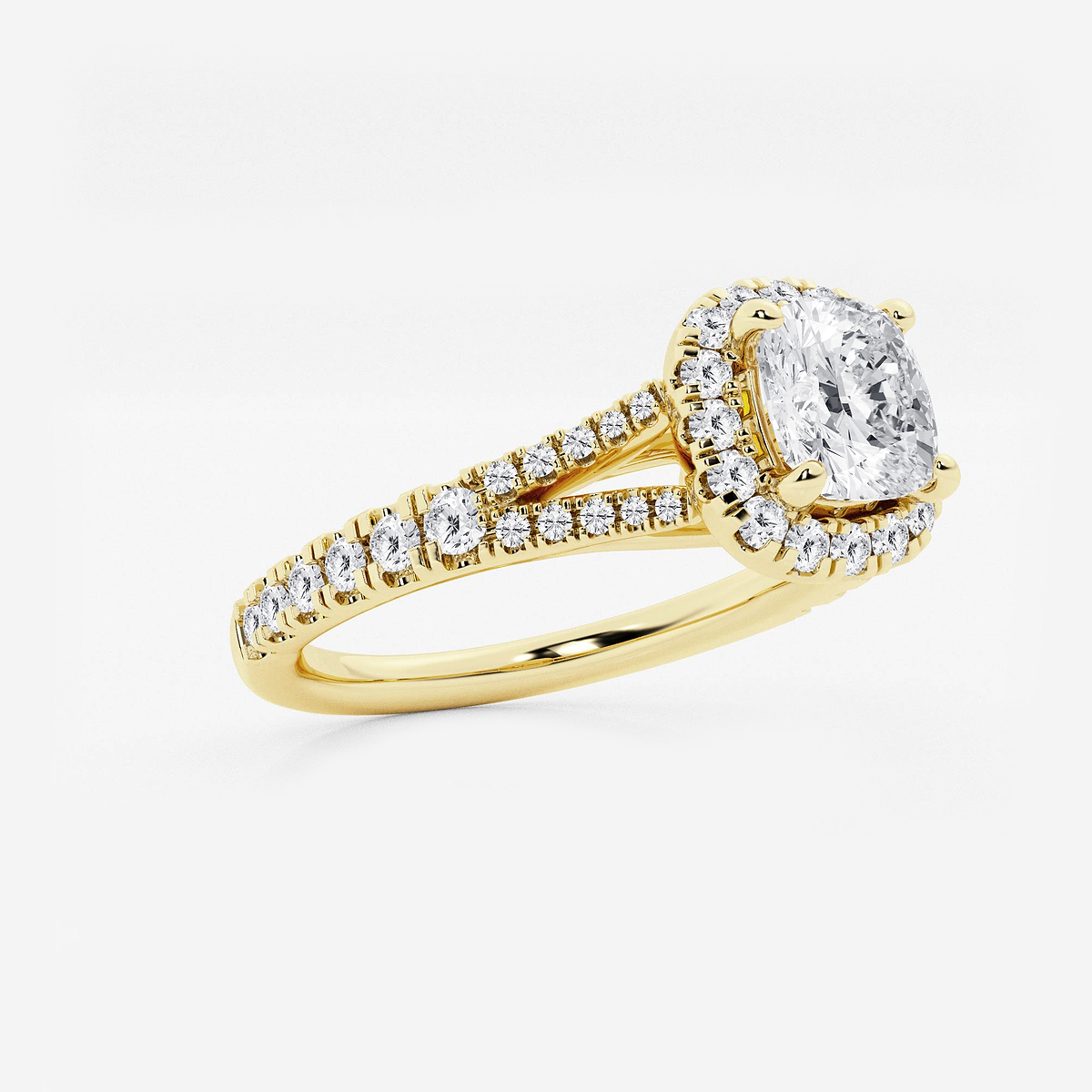 Additional Image 1 for  1 1/5 ctw Cushion Lab Grown Diamond Split Shank Halo Engagement Ring