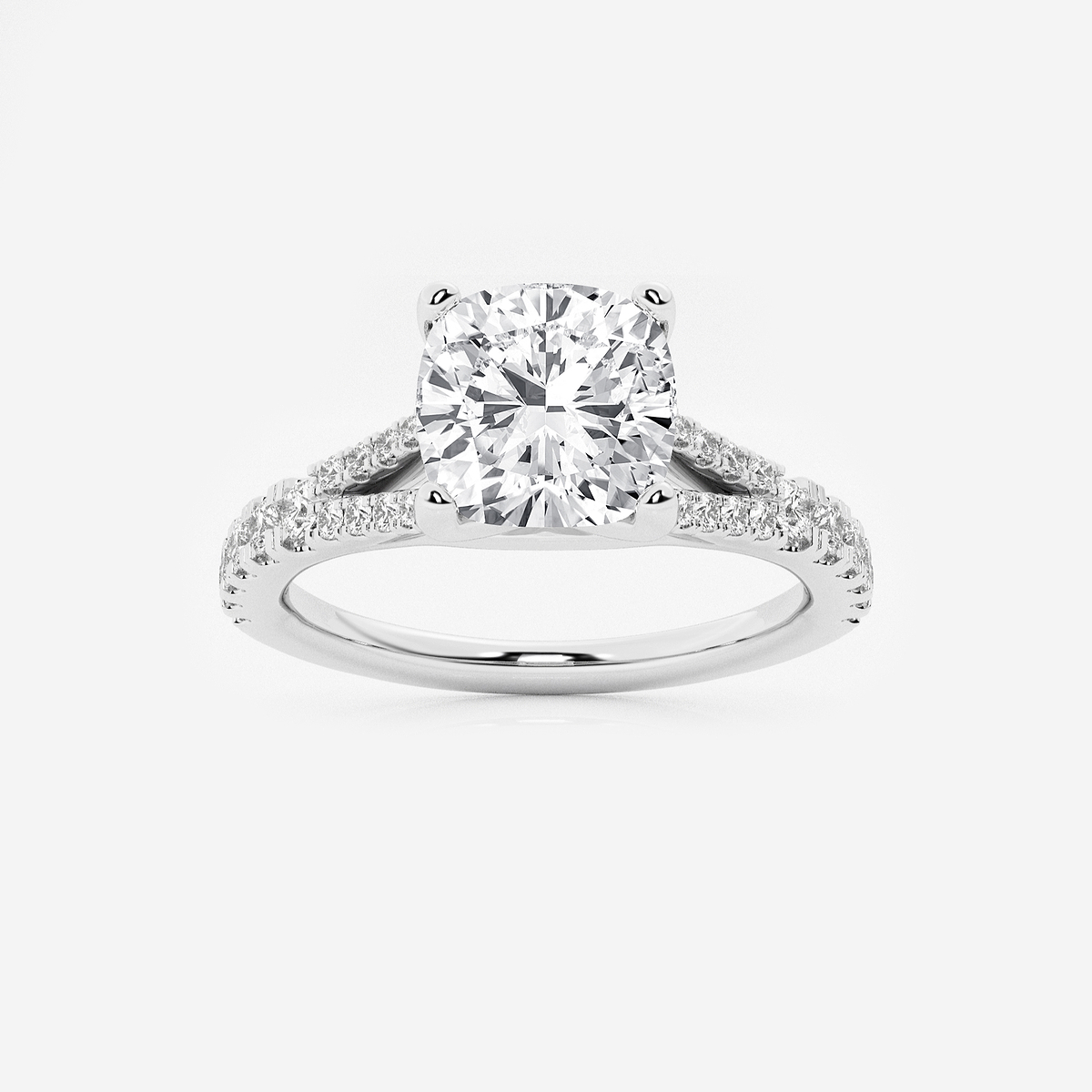 2 1/3 ctw Cushion Lab Grown Diamond Split Shank Engagement Ring