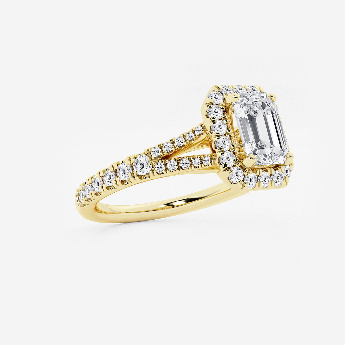 Additional Image 1 for  1 1/2 ctw Emerald Lab Grown Diamond Split Shank Halo Engagement Ring