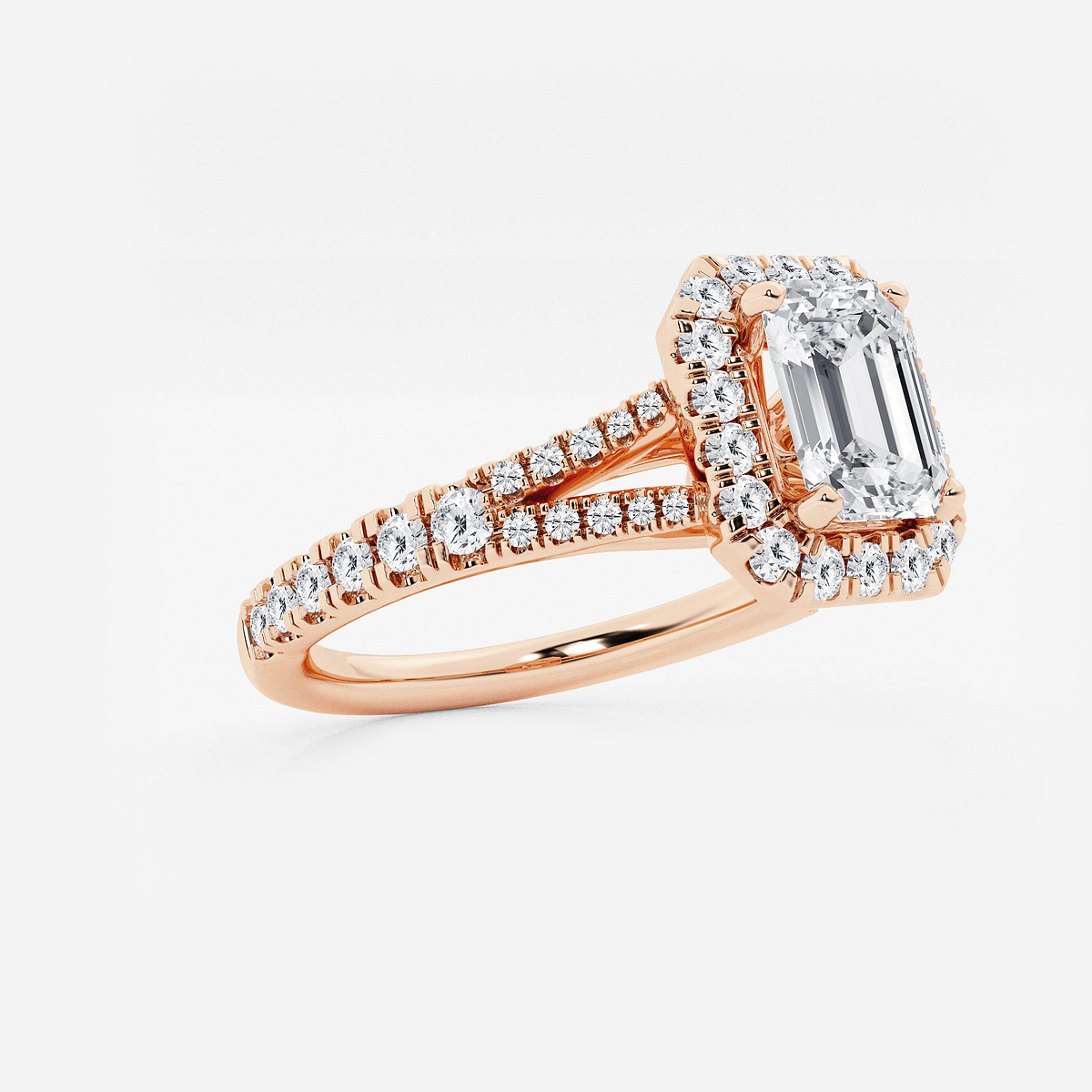 Additional Image 1 for  1 1/5 ctw Emerald Lab Grown Diamond Split Shank Halo Engagement Ring