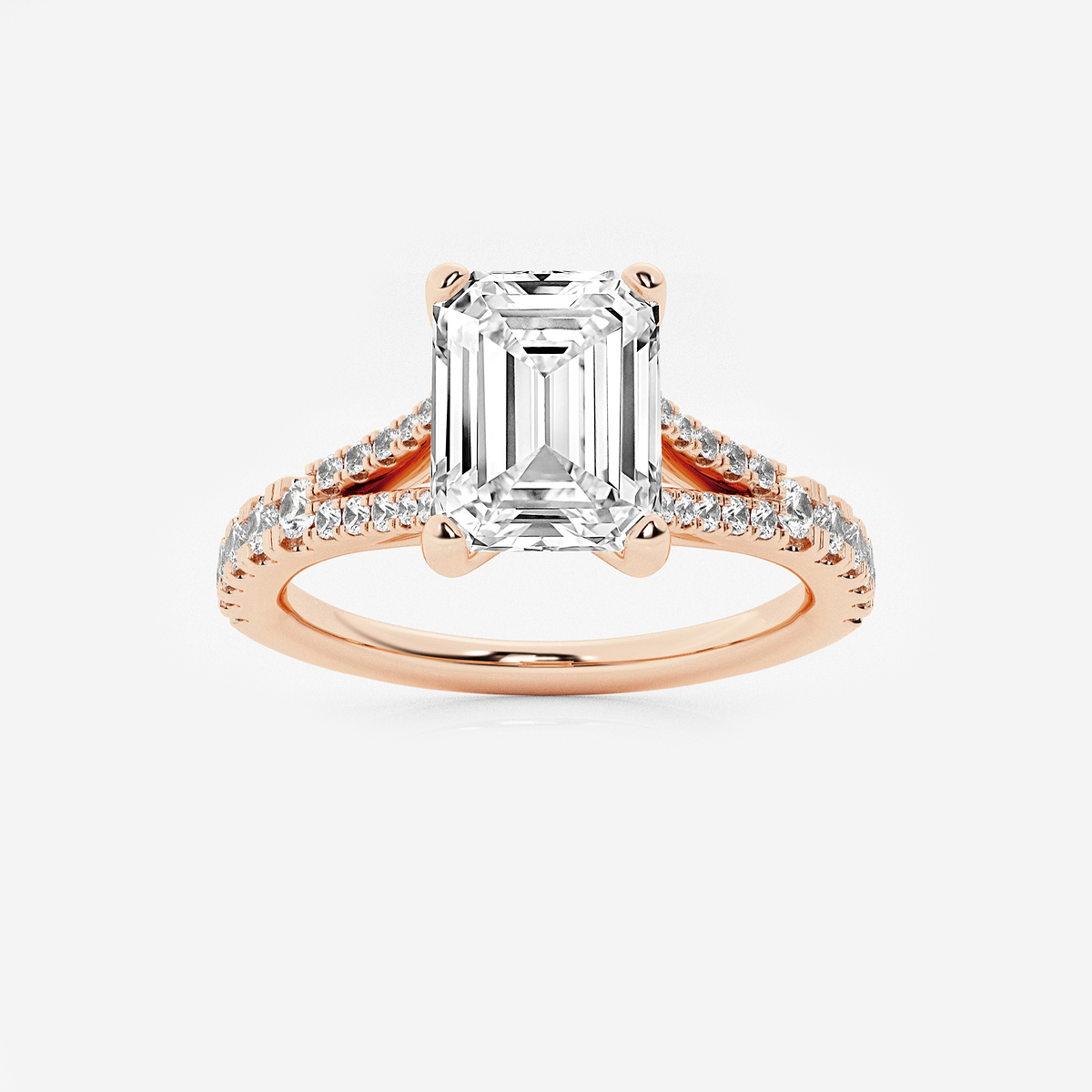 2 1/3 ctw Emerald Lab Grown Diamond Split Shank Engagement Ring