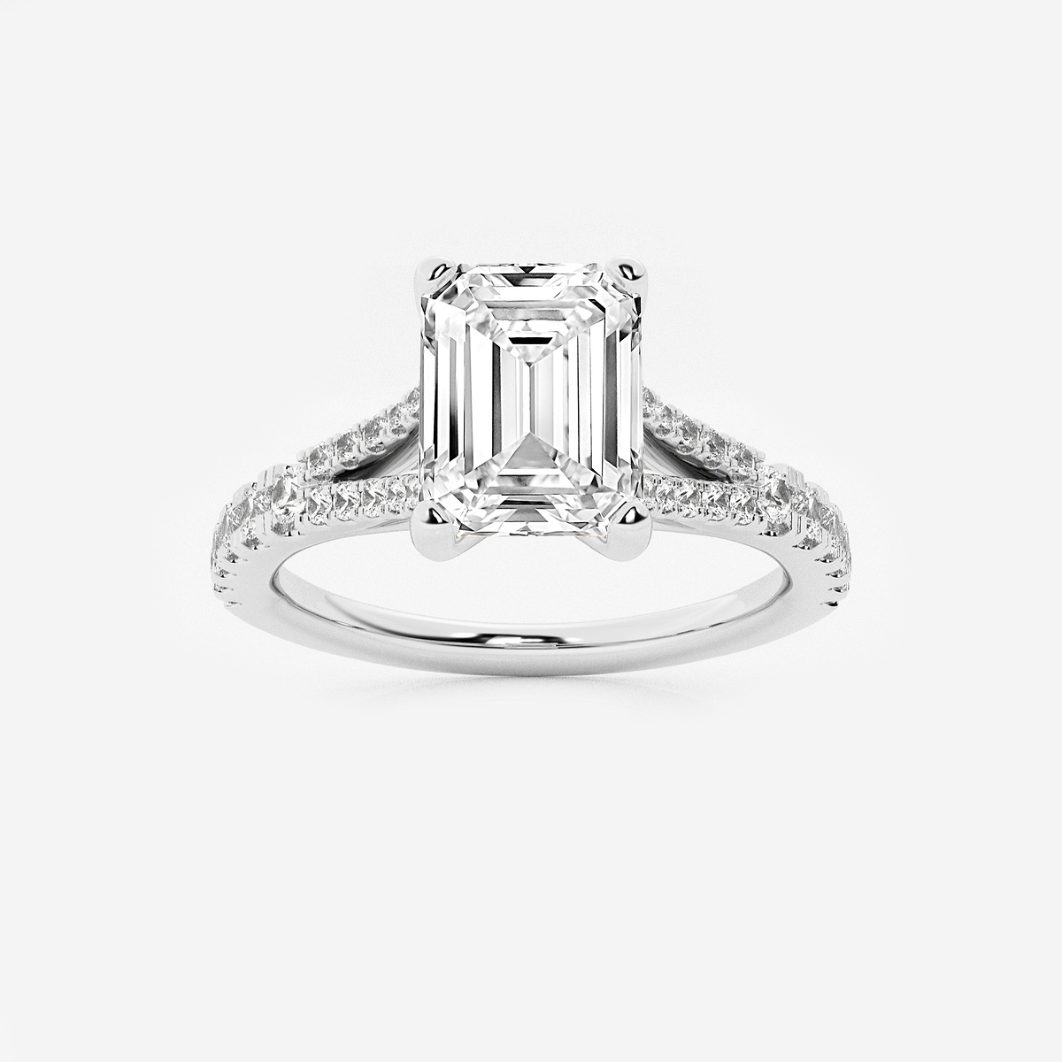 2 1/3 ctw Emerald Lab Grown Diamond Split Shank Engagement Ring