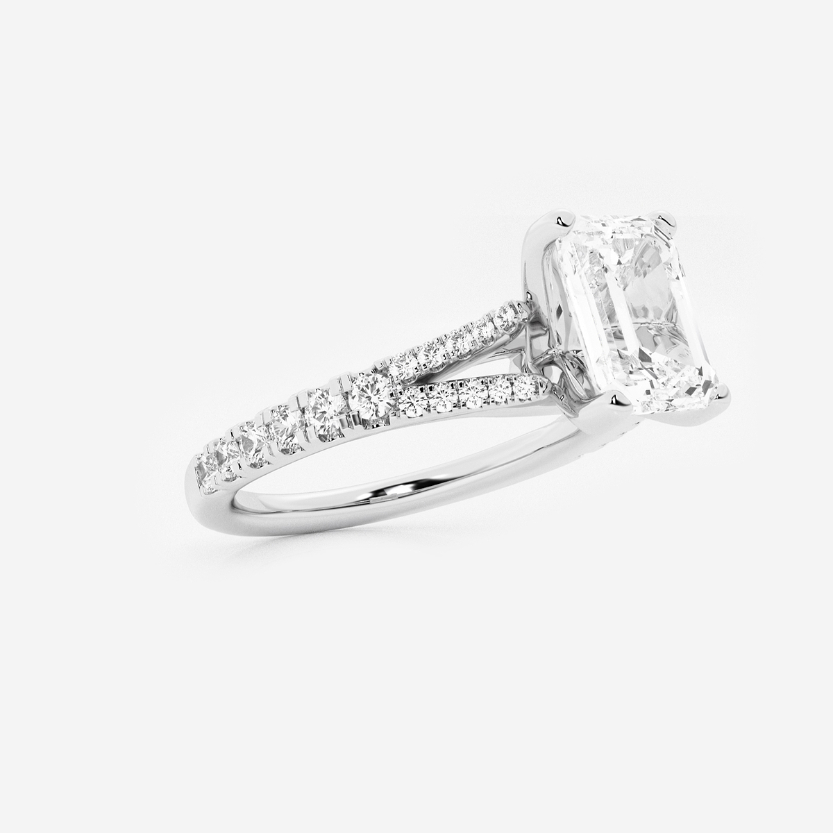 Additional Image 1 for  2 1/3 ctw Emerald Lab Grown Diamond Split Shank Engagement Ring
