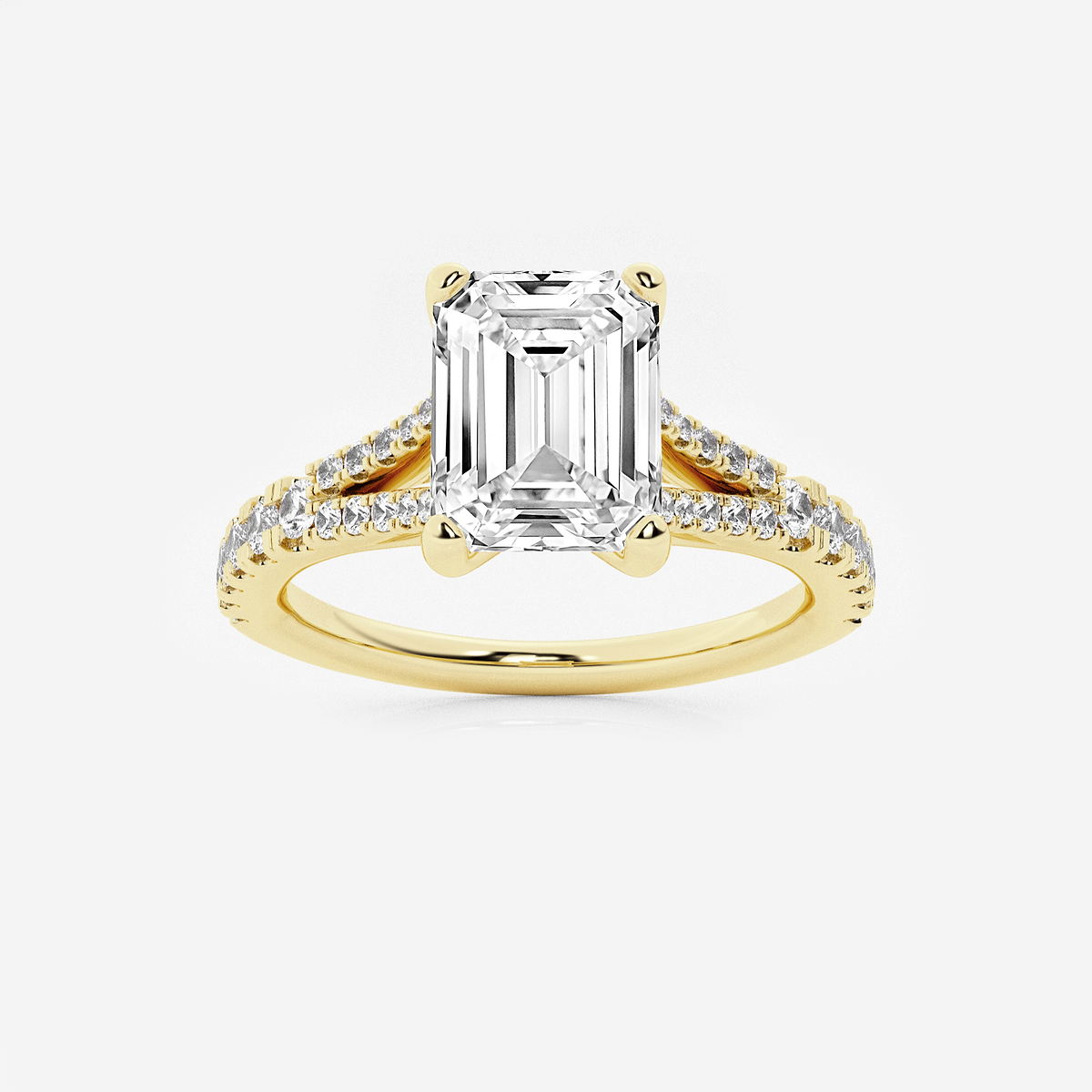 2 1/3 ctw Emerald Lab Grown Diamond Split Shank Engagement Ring