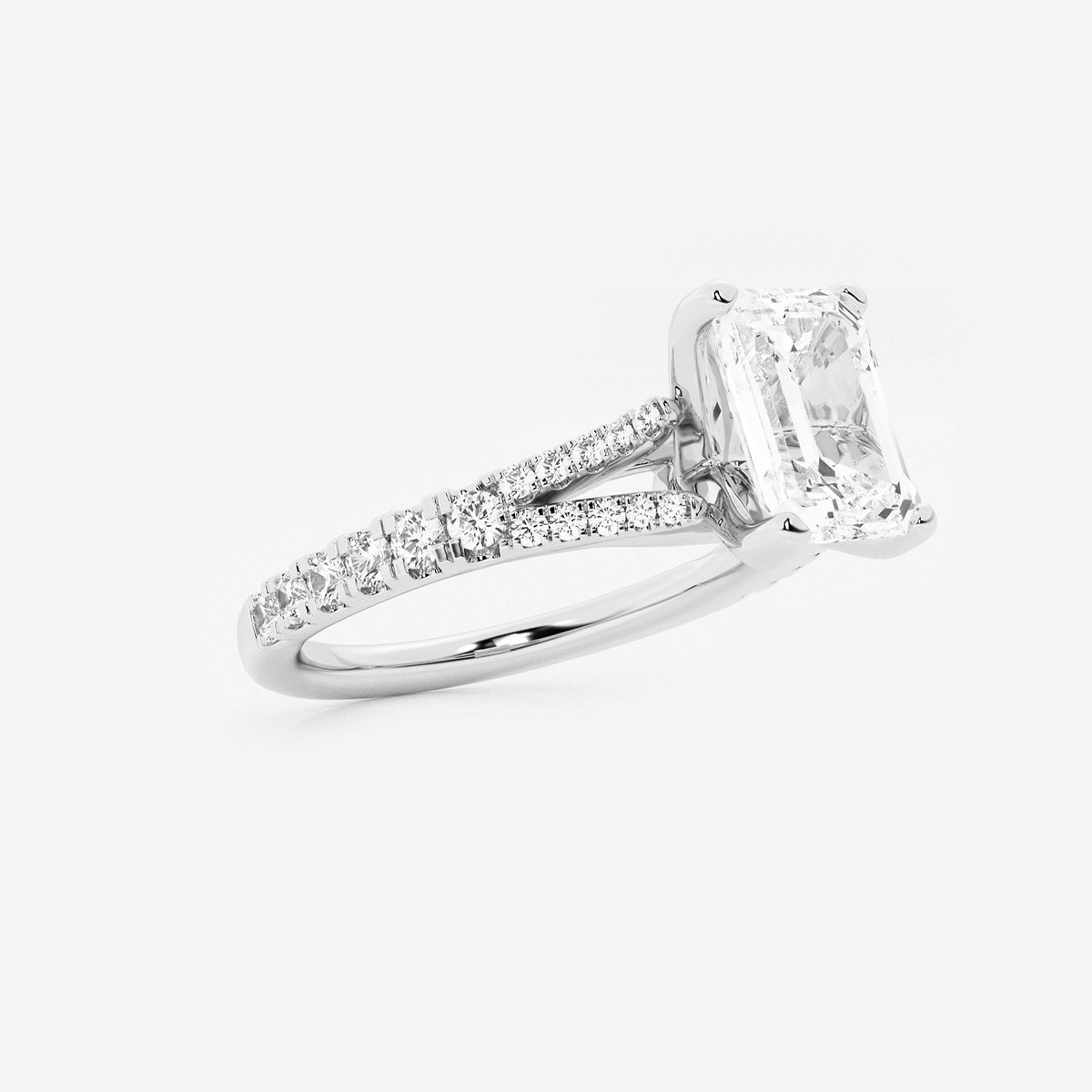Additional Image 1 for  2 1/3 ctw Emerald Lab Grown Diamond Split Shank Engagement Ring