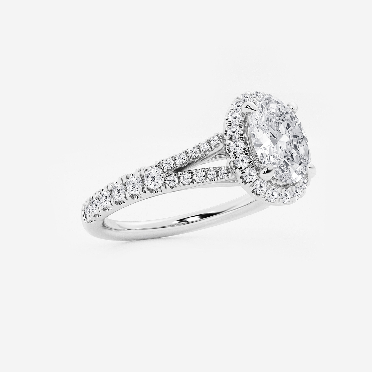 Additional Image 1 for  1 1/2 ctw Oval Lab Grown Diamond Split Shank Halo Engagement Ring
