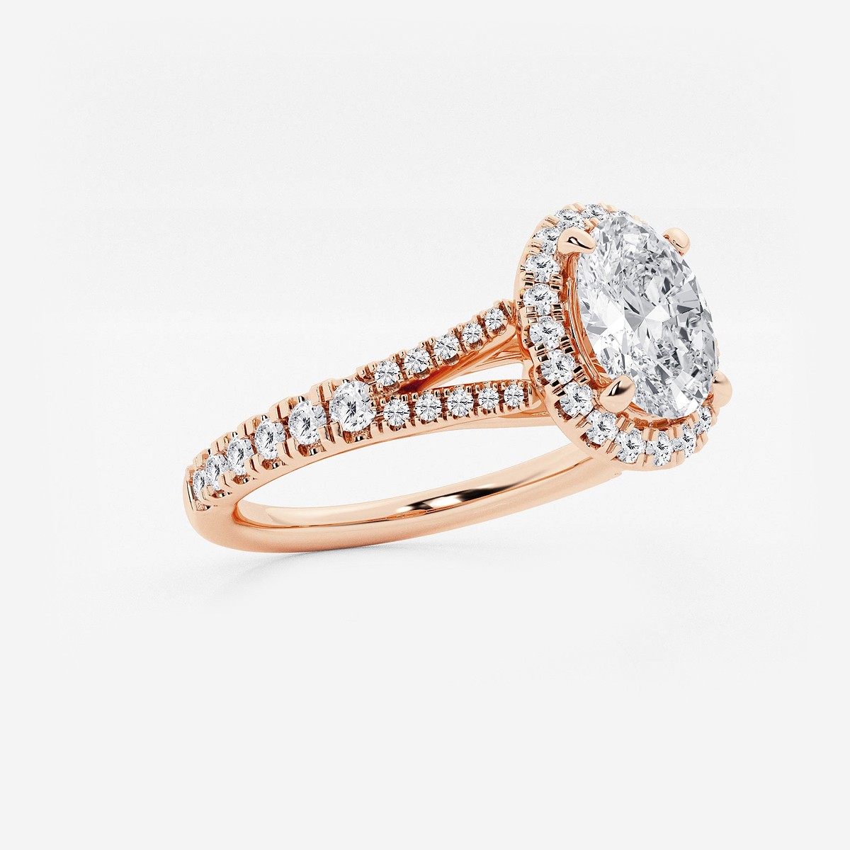 Additional Image 1 for  1 1/2 ctw Oval Lab Grown Diamond Split Shank Halo Engagement Ring