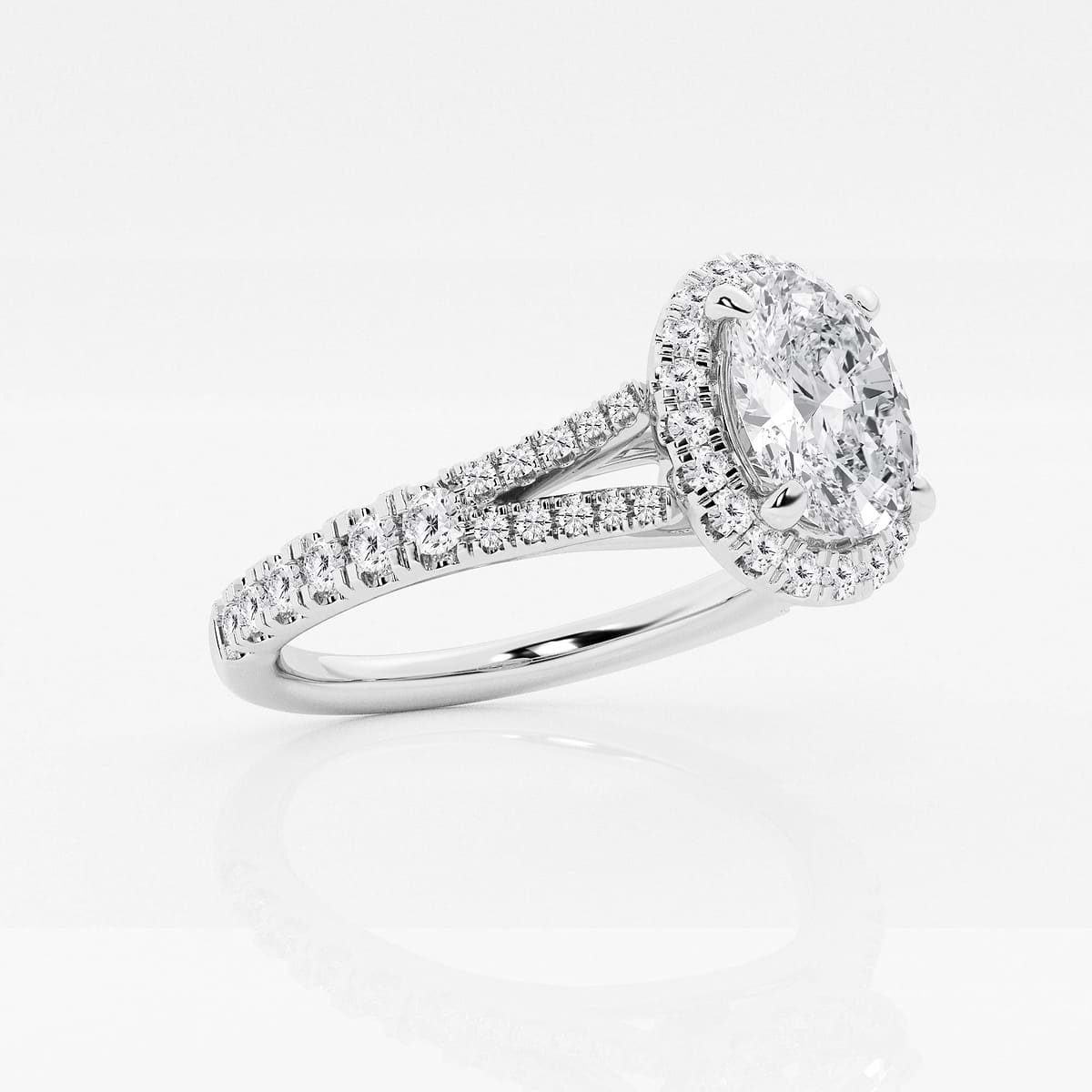 Additional Image 1 for  1 1/2 ctw Oval Lab Grown Diamond Split Shank Halo Engagement Ring