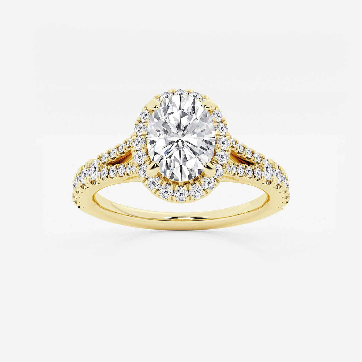 1 1/5 ctw Oval Lab Grown Diamond Split Shank Halo Engagement Ring