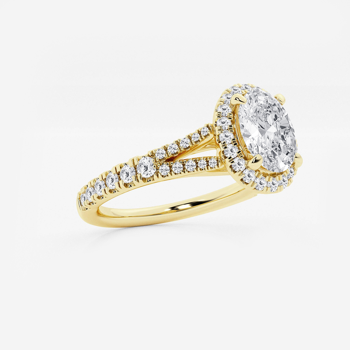 Additional Image 1 for  1 1/5 ctw Oval Lab Grown Diamond Split Shank Halo Engagement Ring