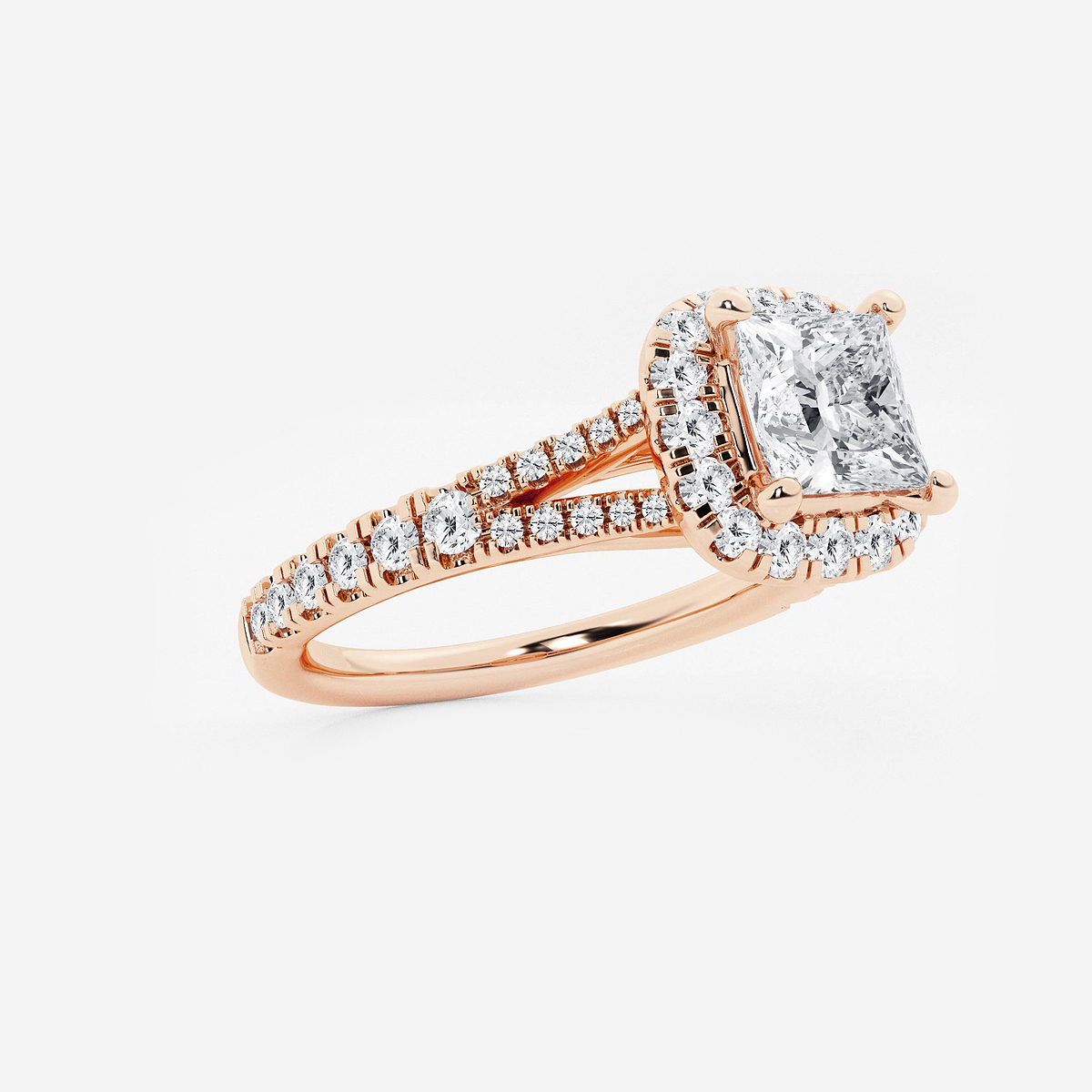 Additional Image 1 for  1 1/2 ctw Princess Lab Grown Diamond Split Shank Halo Engagement Ring