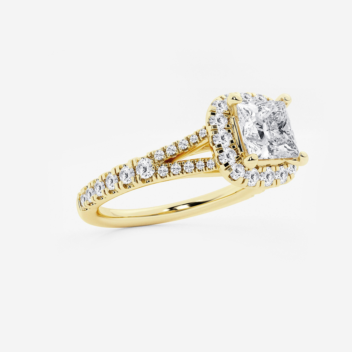 Additional Image 1 for  1 1/2 ctw Princess Lab Grown Diamond Split Shank Halo Engagement Ring