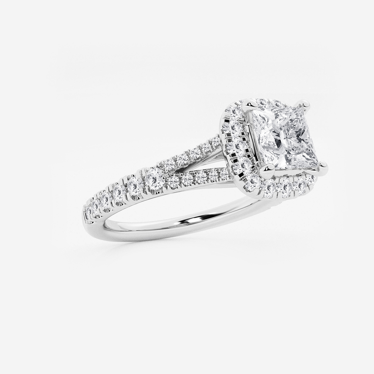 Additional Image 1 for  1 1/2 ctw Princess Lab Grown Diamond Split Shank Halo Engagement Ring