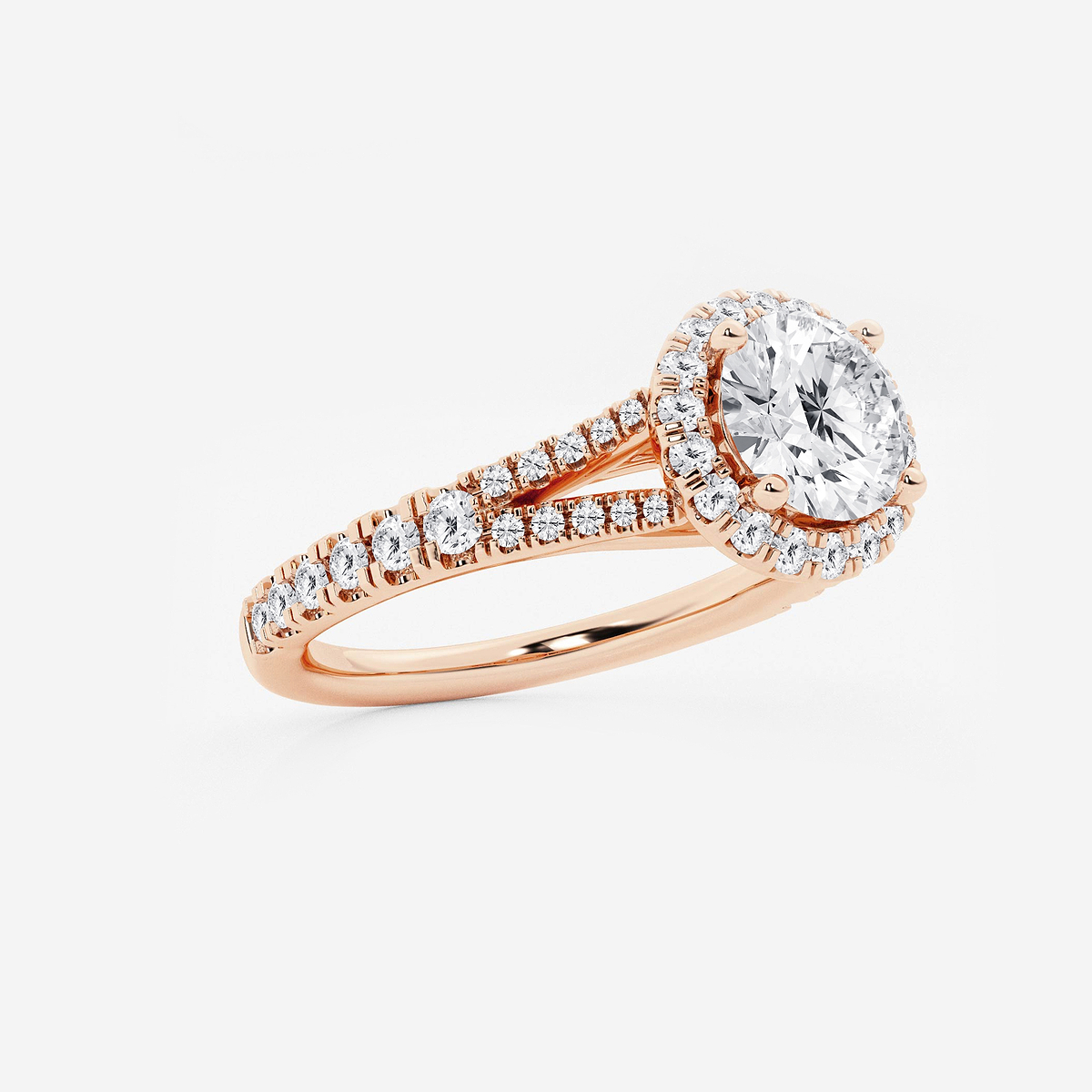 Additional Image 1 for  1 1/2 ctw Round Lab Grown Diamond Split Shank Halo Engagement Ring