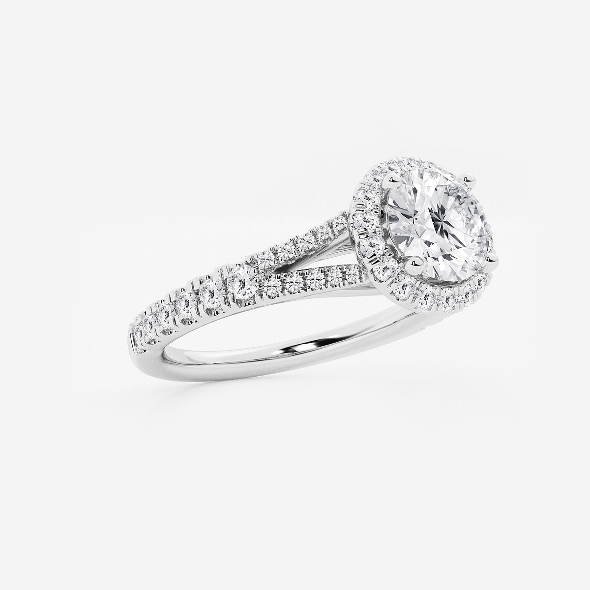 Additional Image 1 for  1 1/2 ctw Round Lab Grown Diamond Split Shank Halo Engagement Ring