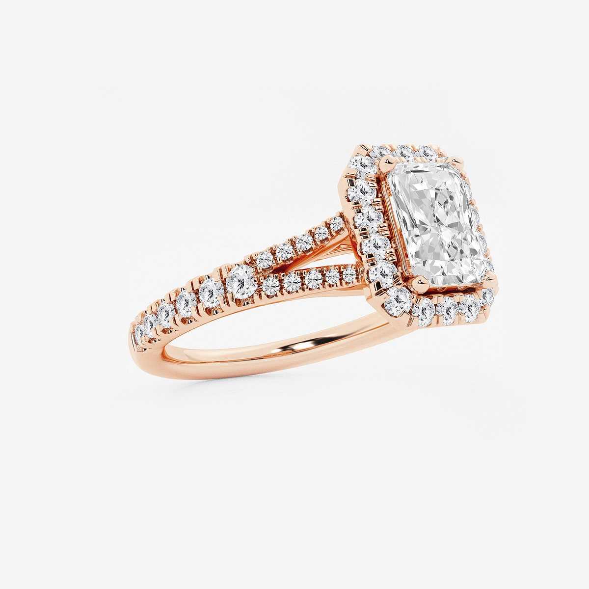 Additional Image 1 for  1 1/2 ctw Radiant Lab Grown Diamond Split Shank Halo Engagement Ring